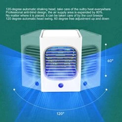 Evaporative Air Cooler, Portable Cooling Fan With Cooling & Humidifying Function, 3s Rapid Cooling, 120° Oscillation, 180ML Removable Water Tank, USB Rechargeable Desk Fan, White -Household Cleaning Supply Store 51rFjfqSfjL