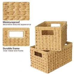 GRANNY SAYS Wicker Storage Baskets, Woven Baskets For Shelves, Waterproof Bathroom Baskets For Organizing, Wicker Baskets With Handles, Nature, 2-Pack 21 GRANNY SAYS Wicker Storage Baskets, Woven Baskets For Shelves, Waterproof Bathroom Baskets For Organizing, Wicker Baskets With Handles, Nature, 2-Pack -Household Cleaning Supply Store 51rJUKJXYqL