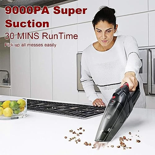 JONEME Handheld Vacuum Cordless Rechargeable With 2 Using Cables,9000PA Small Vacuum Cordless Cleaner For Car,Portable Wireless Car Vacuum Cleaner,Hand Vacuum With 2 Washable Filters 5 JONEME Handheld Vacuum Cordless Rechargeable With 2 Using Cables,9000PA Small Vacuum Cordless Cleaner For Car,Portable Wireless Car Vacuum Cleaner,Hand Vacuum With 2 Washable Filters - Image 3