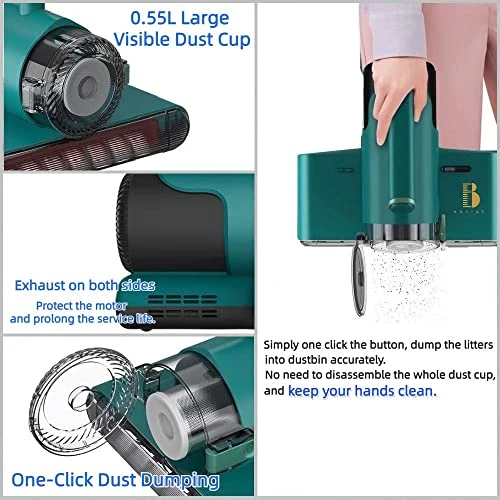 Boreas Handheld Allergen Vacuum Cleaner With UV Sanitizing And Heating For Allergies And Pet, Kills Mite, Virus, Molds, True HEPA And Powerful Suction Removes Hair/Dander/Pollen/Dust (Green) 6 Boreas Handheld Allergen Vacuum Cleaner With UV Sanitizing And Heating For Allergies And Pet, Kills Mite, Virus, Molds, True HEPA And Powerful Suction Removes Hair/Dander/Pollen/Dust (Green) - Image 4