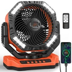 TDONE 40,000mAh Battery Operated Fan, 13" Remote Camping Fan With LED Auto-Oscillating Rechargeable Fan Powerful Portable Desk Fan For Home, Camping, RV, Courtyard, Picnic, Emergency Power