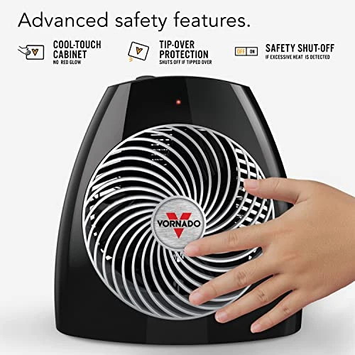 Vornado MVH Vortex Heater With 3 Heat Settings, Adjustable Thermostat, Tip-Over Protection, Auto Safety Shut-Off System, Whole Room, Black 5 Vornado MVH Vortex Heater With 3 Heat Settings, Adjustable Thermostat, Tip-Over Protection, Auto Safety Shut-Off System, Whole Room, Black - Image 3