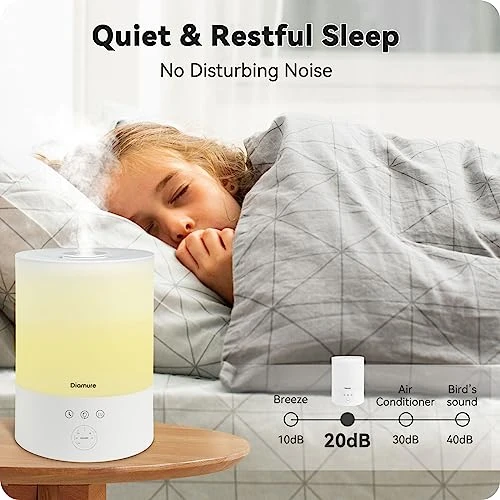 Cool Mist Humidifiers For Bedroom Large Room - Baby Air Humidifier With Night Light 8 Color - Quiet Ultrasonic Top Fill Humidifier - 28H Diffuser For Plants, Timer, Auto Shut-Off, 2.5L, White 4 Cool Mist Humidifiers For Bedroom Large Room - Baby Air Humidifier With Night Light 8 Color - Quiet Ultrasonic Top Fill Humidifier - 28H Diffuser For Plants, Timer, Auto Shut-Off, 2.5L, White - Image 2