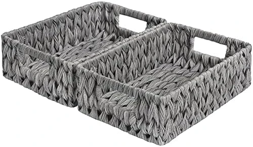 GRANNY SAYS Wicker Storage Baskets, Woven Baskets For Shelves, Waterproof Bathroom Baskets For Organizing, Wicker Baskets With Handles, Nature, 2-Pack 14 GRANNY SAYS Wicker Storage Baskets, Woven Baskets For Shelves, Waterproof Bathroom Baskets For Organizing, Wicker Baskets With Handles, Nature, 2-Pack - Image 12
