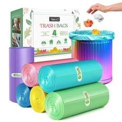 4 Gallon 330pcs Strong Trash Bags Colorful Clear Garbage Bags, Bathroom Trash Can Bin Liners, Small Plastic Bags For Home Office Kitchen, Fit 12-15 Liter, 3,3.5,4.5 Gal,Multicolor