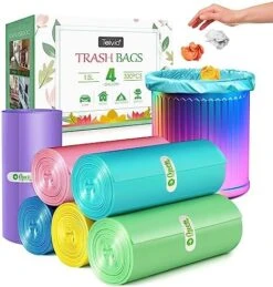 4 Gallon 330pcs Strong Trash Bags Colorful Clear Garbage Bags, Bathroom Trash Can Bin Liners, Small Plastic Bags For Home Office Kitchen, Fit 12-15 Liter, 3,3.5,4.5 Gal,Multicolor -Household Cleaning Supply Store 51w8GqTjjdL. AC