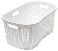 Addis Faux Rattan Hipster Laundry Basket 40 Litre, Calico/Cream