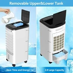 Portable Air Conditioners[ 2023 Newest], 3 IN 1Air Conditioner Portable For Room, 65° Oscillation Swamp Cooler With 3 Wind Speeds, 4 Modes, 6 Ice Packs,12H Timer, Remote, Portable AC For Office Home -Household Cleaning Supply Store 51xKxzcLADL