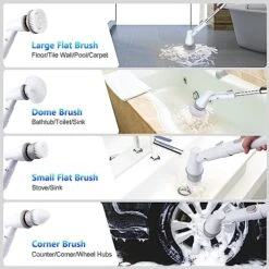 Electric Spin Scrubber, Cordless Electric Mop Cleaning Brush With 2 Speeds & 4 Replacement Brush Head, Shower Scrubber With Adjustable Extension Arm, Shower Cleaning Brush For Bathtub Tile Grout Floor 11 Electric Spin Scrubber, Cordless Electric Mop Cleaning Brush With 2 Speeds & 4 Replacement Brush Head, Shower Scrubber With Adjustable Extension Arm, Shower Cleaning Brush For Bathtub Tile Grout Floor -Household Cleaning Supply Store 51xLkW1kkOL