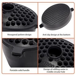 Wood Stove Steamer, Cast Iron Fireplace Humidifier, Indoor Humidifier For Home Heating, Black Bowl Fireplace Stove Covers Accessories Decorative, Matte Black Finish, Rust Resistant, 2.7 Quart Capacity -Household Cleaning Supply Store 51xMu5rN4SL