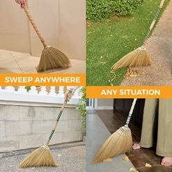 SN SKENNOVA Asian Broom For Cleaning Floor/Handheld Household Broom For Outdoor And Indoor : House Broom - Hardwood Sweeper With Brush Power And Circle Cleaning (Thai Pattern 3, Red) -Household Cleaning Supply Store 51xQzBgXfqS