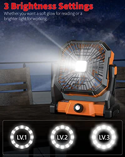 Personal Fan Camping Fan Rechargeable,20000mAh Battery Powered Fan With LED Lantern,270°Head Rotation,Battery Operated Small Table Fan Portable,USB Desk Fans With Hanging Hook For Travel Picnic Office 6 Personal Fan Camping Fan Rechargeable,20000mAh Battery Powered Fan With LED Lantern,270°Head Rotation,Battery Operated Small Table Fan Portable,USB Desk Fans With Hanging Hook For Travel Picnic Office - Image 4