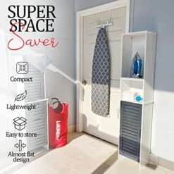 Tidy Zebra Space Saving Ironing Board Made In USA – Compact Standard Ironing Table With Extra Thick Cotton Ironing Boards Cover – Collapsible Ironing Board For Easy Storage Height Adjustable (13x53) -Household Cleaning Supply Store 51xUW3kVa5L