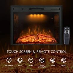 Benrocks 36'' Electric Fireplace Inserts, Recessed & Built In Wall Electric Fireplace Heater With Fire Crackling Sound, Adjustable Top Light & Flame Speed, Overheating Protection, 750/1500W Black -Household Cleaning Supply Store 51xgfPyljbL