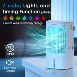 Portable Air Conditioner, 900ML Evaporative Air Cooler Fan With 2 Timer 2 Mist, Portable Air Cooler With 3 Speeds 7 Colors, Room Air Conditioner Portable For Room Office Car Camping 12 Portable Air Conditioner, 900ML Evaporative Air Cooler Fan With 2 Timer 2 Mist, Portable Air Cooler With 3 Speeds 7 Colors, Room Air Conditioner Portable For Room Office Car Camping -Household Cleaning Supply Store 51xjcihlKPL