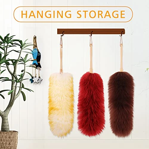 14 Inch Wool Duster Wool Duster With Wood Handle Natural Feather Duster For Cleaning Ceiling Fans,Window Blinds,Computer Screens,Bookshelves( Yellow) 5 14 Inch Wool Duster Wool Duster With Wood Handle Natural Feather Duster For Cleaning Ceiling Fans,Window Blinds,Computer Screens,Bookshelves( Yellow) - Image 3