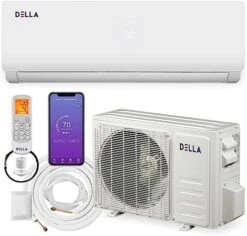 DELLA 18000 BTU Wifi Enabled 19 SEER2 Cools Up To 1000 Sq.Ft Energy Efficient Mini Split Air Conditioner & Heater Ductless Inverter System With 1.5 Ton Heat Pump & Pre-Charged 16.4ft Installation Kits 21 DELLA 18000 BTU Wifi Enabled 19 SEER2 Cools Up To 1000 Sq.Ft Energy Efficient Mini Split Air Conditioner & Heater Ductless Inverter System With 1.5 Ton Heat Pump & Pre-Charged 16.4ft Installation Kits -Household Cleaning Supply Store 51xs2wnNuAL. AC 4