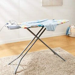 Amazon Basics Ironing Board Large 122x43 Cm With Iron Rest H Shape, Gray, Polka Dots -Household Cleaning Supply Store 51ylX1u6oHL