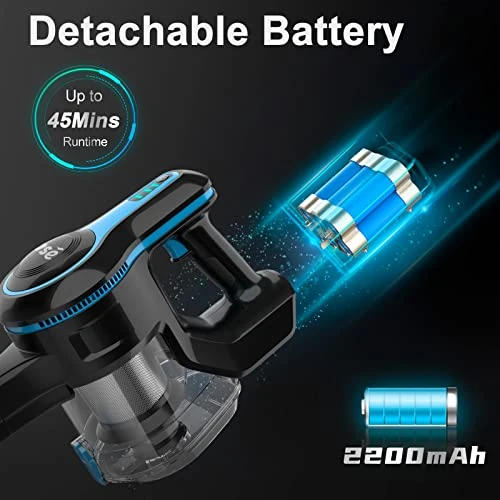 INSE Cordless Vacuum Cleaner, 6-in-1 Rechargeable Stick Vacuum With 2200 M-A-h Battery, Powerful Lightweight Vacuum Cleaner, Up To 45 Mins Runtime, For Home Hard Floor Carpet Pet Hair-N5S Cobalt 5 INSE Cordless Vacuum Cleaner, 6-in-1 Rechargeable Stick Vacuum With 2200 M-A-h Battery, Powerful Lightweight Vacuum Cleaner, Up To 45 Mins Runtime, For Home Hard Floor Carpet Pet Hair-N5S Cobalt - Image 3
