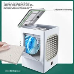 Evaporative Air Cooler, Portable Cooling Fan With Cooling & Humidifying Function, 3s Rapid Cooling, 120° Oscillation, 180ML Removable Water Tank, USB Rechargeable Desk Fan, White -Household Cleaning Supply Store 51zABP2tRPL