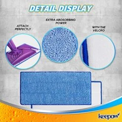 KEEPOW Reusable Wet Jet Pads Compatible With Swiffer Wet Jet Mop, Microfiber Mop Refill For Wet Mopping Cloths, Washable Replacement Refills For Hardwood Floor Cleaning, 5 Pack (Mop Is Not Included) -Household Cleaning Supply Store 614wQjXn9HL