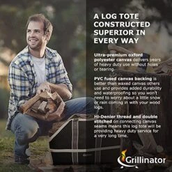 Grillinator Ultimate Firewood Log Carrier - Black - Heavy Duty Durable Tote Bag For Wood - Self Standing Design With Padded Handles - 16 Gallon Capacity For Fireplace, Beach & Groceries -Household Cleaning Supply Store 618ZTmX4JsL