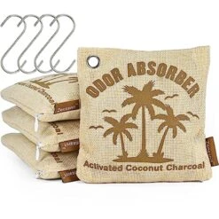 Zensanit 4 Pack Activated Charcoal Odor Absorber 170g/6oz - Nature Fresh Coconut Shell Air Freshener - Fragrance-Free Odor Eliminator For Home Use, Equal 16 Pack Bamboo Charcoal Air Purifying Bag