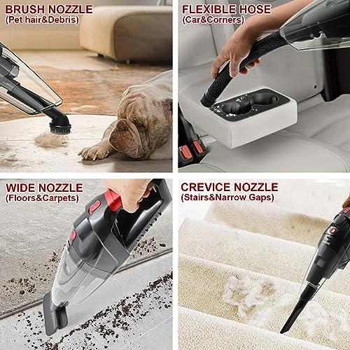 JONEME Handheld Vacuum Cordless Rechargeable With 2 Using Cables,9000PA Small Vacuum Cordless Cleaner For Car,Portable Wireless Car Vacuum Cleaner,Hand Vacuum With 2 Washable Filters 6 JONEME Handheld Vacuum Cordless Rechargeable With 2 Using Cables,9000PA Small Vacuum Cordless Cleaner For Car,Portable Wireless Car Vacuum Cleaner,Hand Vacuum With 2 Washable Filters - Image 4