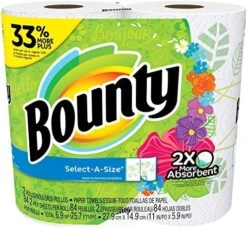 Bounty Select-A-Size, 2x More Absorbent 2-ply 74 Sheets Paper Towel Big Roll - 2-Pack -Household Cleaning Supply Store 61TjqsQPzIL. AC